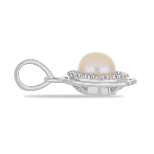BUY 925 SILVER NATURAL PEACH PEARL GEMSTONE PENDANT